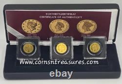 US Dollar Gold 3 Coin Set collection 1/1000 Gold. 999