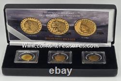 US Indian Chief Gold 3 Coin Set collection 1/1000 Gold. 999