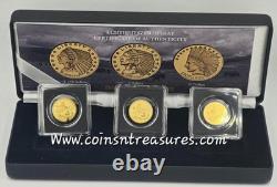 US Indian Chief Gold 3 Coin Set collection 1/1000 Gold. 999