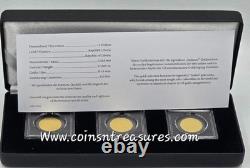 US Indian Chief Gold 3 Coin Set collection 1/1000 Gold. 999