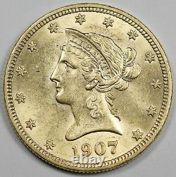 USA 1907 $10 Liberty Head 16.5 Gram Gold Eagle Coin UNC/BU Nice Luster