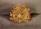 Unique 14k Gold Nugget Coin Ring With Full Appraisal 19.4 Grams 20.5mm