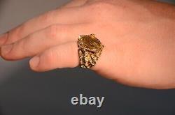 Unique 14K Gold Nugget Coin Ring With Full Appraisal 19.4 Grams 20.5mm