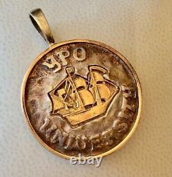Unique Jamaican Coin Made With 18k, 14k & Silver Pendant 20.2 grams