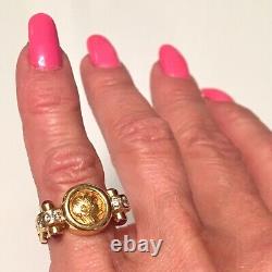 Unisex Greek 18kt Yellowgold Coindiamondrubyhandmade Ring 10 Gramssz5 1/2