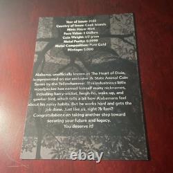 Us State Animal Series Cook Island Alabama- Yellowhammer Bird 1/2 Gram Gold Coin