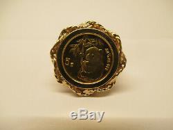 VTG 14 K Yellow Gold 1995 AU 1/20 oz. 999 Panda Coin Ring Size 6.75 5.1 grams