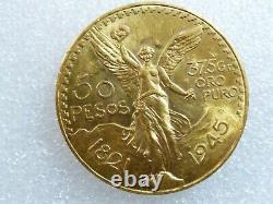 VTG Collectible genuine 1945 Mexico 50 Pesos 37.5 gram Gold Coin