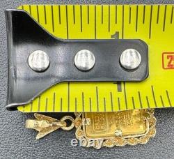 Vintage 1 Gram. 9999 Credit Suisse Gold Bar 14kt Gold Rope Bezel with 5mm Bale