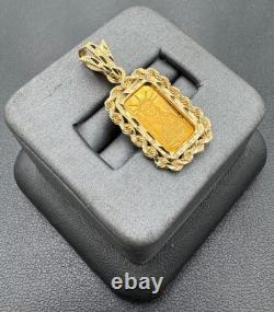 Vintage 1 Gram. 9999 Credit Suisse Gold Bar 14kt Gold Rope Bezel with 5mm Bale
