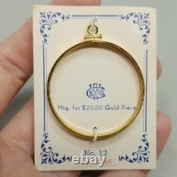 Vintage 14K Gold Coin Holder Pendant for $20 Gold Piece Mount Charm 2.3 Grams