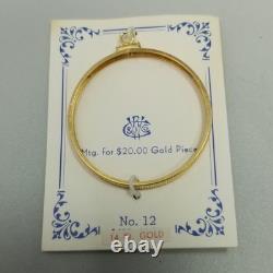 Vintage 14K Gold Coin Holder Pendant for $20 Gold Piece Mount Charm 2.3 Grams