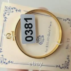 Vintage 14K Gold Coin Holder Pendant for $20 Gold Piece Mount Charm 2.3 Grams