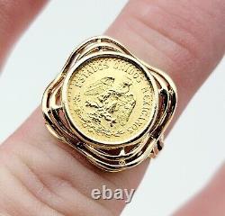 Vintage 14K Gold Ring 1945 Mexico Dos Pesos Coin sz 6, 4.6 grams. 0482 ozt. 900