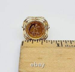 Vintage 14K Gold Ring 1945 Mexico Dos Pesos Coin sz 6, 4.6 grams. 0482 ozt. 900