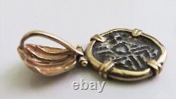 Vintage 14K Yellow Gold Atocha Coin Pendant Wide Bale 3.4 Grams