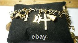 Vintage 14k Gold 7 Charm Bracelet With (25) Charms, 25.8 Grams Coin