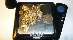 Vintage 14k Gold 7 Charm Bracelet With (25) Charms, 25.8 Grams Coin