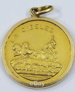 Vintage 18K Gold LA CIBELES MADRIS SPAIN COIN Charm 8.8grams