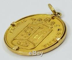 Vintage 18K Gold LA CIBELES MADRIS SPAIN COIN Charm 8.8grams