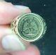 Vintage 1945 Mexican Dos Pesos 22k Coin Ring In 14k 585 Coin Gold, 4.6 Grams