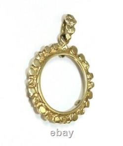 Vintage Cast Nugget 14K Necklace Pendant for Quarter-Eagle Gold Coin 3.1 Gram