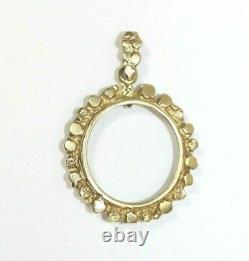 Vintage Cast Nugget 14K Necklace Pendant for Quarter-Eagle Gold Coin 3.1 Gram