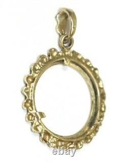 Vintage Cast Nugget 14K Necklace Pendant for Quarter-Eagle Gold Coin 3.1 Gram