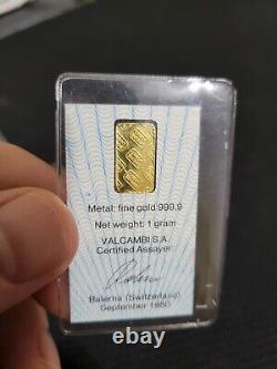 Vintage Credit Suisse 1 Gram. 999 Gold Bar & Pendant Assay Sealed Mint Rare