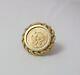 Vintage Dos Pesos Coin In 14kt Yellow Gold Rope Pin 5.7 Grams