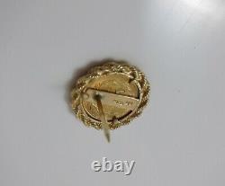 Vintage Dos Pesos Coin in 14kt Yellow Gold Rope Pin 5.7 grams