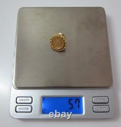 Vintage Dos Pesos Coin in 14kt Yellow Gold Rope Pin 5.7 grams