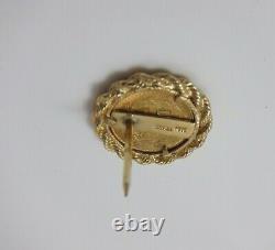 Vintage Dos Pesos Coin in 14kt Yellow Gold Rope Pin 5.7 grams