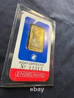 Vintage Engelhard 5 Grams Fine. 9999 Gold Bar Sealed Assay Card Rare