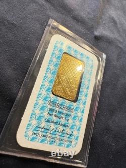 Vintage Engelhard 5 Grams Fine. 9999 Gold Bar Sealed Assay Card Rare