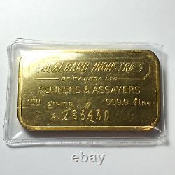 Vintage Engelhard Industries 100 Grams Gold Bar. Great Collector's Item
