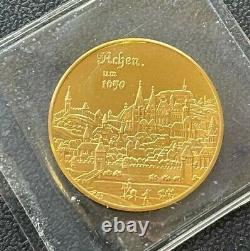 Vintage German City Achen 1650 Aquas Granum Anniversary 4 Gram Gold Medal, OGP