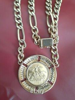 Vintage Italian Diamond 18k Gold & Diamond 1959 Coin Pendant Necklace 45.8 grams