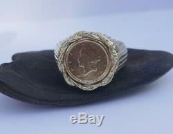 Vintage Men's 14K Yellow Gold US 1 Dollar Gold Coin Ring Size 10.25 12.8 grams