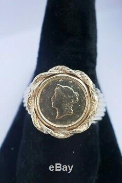 Vintage Men's 14K Yellow Gold US 1 Dollar Gold Coin Ring Size 10.25 12.8 grams