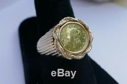 Vintage Men's 14K Yellow Gold US 1 Dollar Gold Coin Ring Size 10.25 12.8 grams