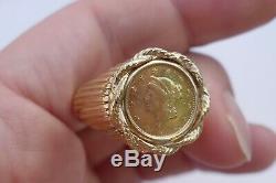 Vintage Men's 14K Yellow Gold US 1 Dollar Gold Coin Ring Size 10.25 12.8 grams