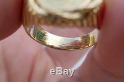 Vintage Men's 14K Yellow Gold US 1 Dollar Gold Coin Ring Size 10.25 12.8 grams