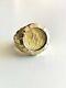 Vintage Mens Gold Nugget Ring 14k With 999.9 Pure Gold Coin 13.3 Grams Size 9.5