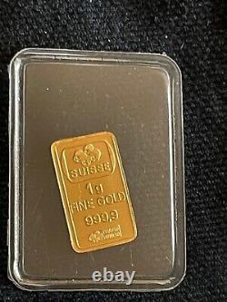 Vintage Pamp Suisse 1 gram. 999 Gold Bar Mint Sealed Very Rare No Serial