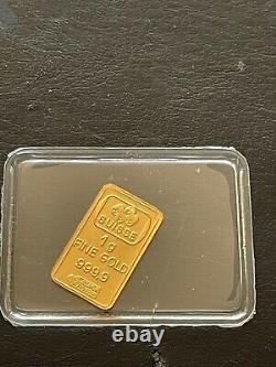 Vintage Pamp Suisse 1 gram. 999 Gold Bar Mint Sealed Very Rare No Serial