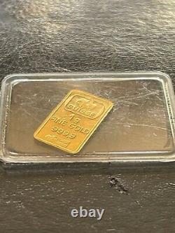 Vintage Pamp Suisse 1 gram. 999 Gold Bar Mint Sealed Very Rare No Serial