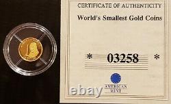 WORLD'S SMALLEST GOLD COIN, Liberia Gold 24K Pure Gold Coins. 73 Gram & COA. MLK