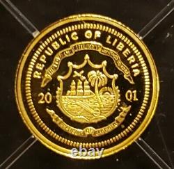 WORLD'S SMALLEST GOLD COIN, Liberia Gold 24K Pure Gold Coins. 73 Gram & COA. MLK