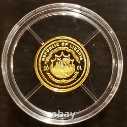 WORLD'S SMALLEST GOLD COIN, Liberia Gold 24K Pure Gold Coins. 73 Gram & COA. MLK